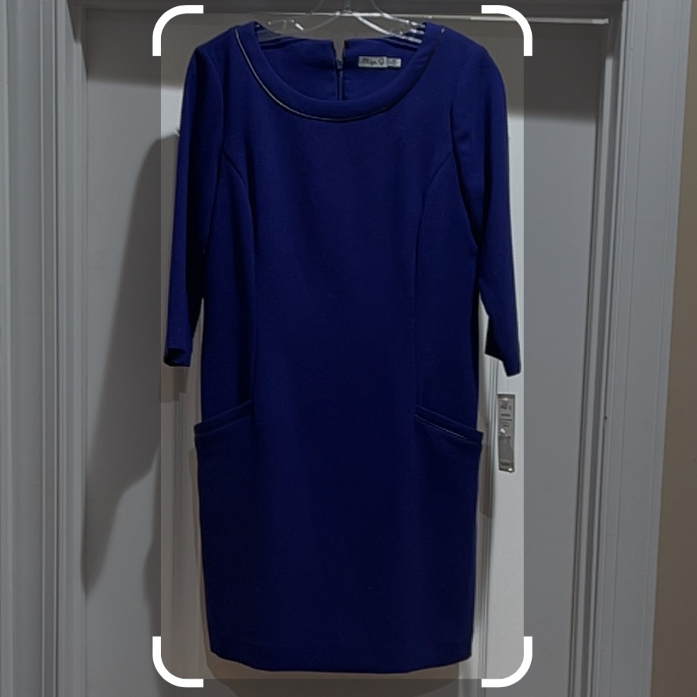 NEW ELIZA J Size 10P| 3/4 Sleeve Dress With Pockets